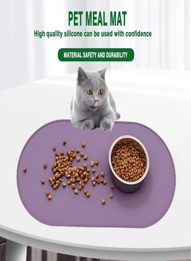 Novique 100% Waterproof Raised Edge BPA Free Silicone Pet Feeding Mat, Dog Cat Food Mats Contain Spills Protects Floors, Placemats for Cats and Dogs Water Bowl, Pets Accessories 21.26x11.41Purple - Image 5