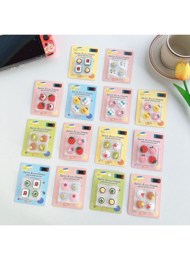 Cartoon Switch Silicone Rocker Cover NS Lite Rocker Cap Protective Cover Left And Right Handle Rocker Protective Cap-Product Color:Black X + White X-Four Pack  - Image 2