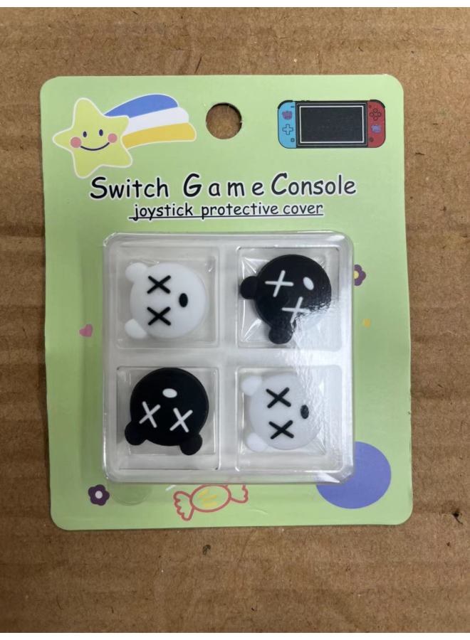 Cartoon Switch Silicone Rocker Cover NS Lite Rocker Cap Protective Cover Left And Right Handle Rocker Protective Cap-Product Color:Black X + White X-Four Pack  - Image 1