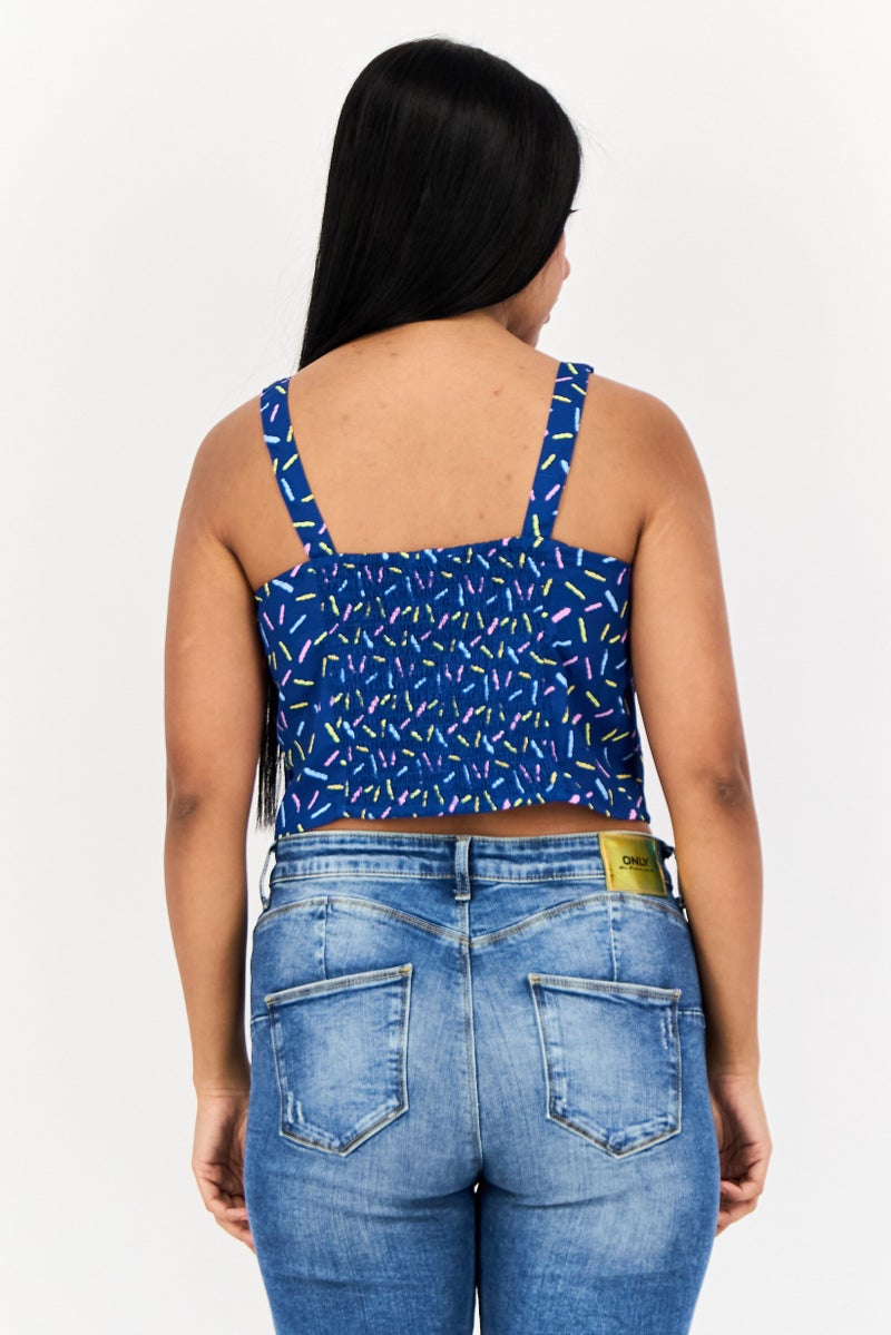 ONLY Women Square Neck Sleeveless Allover Print Tank Top, Multicolor - Image 4