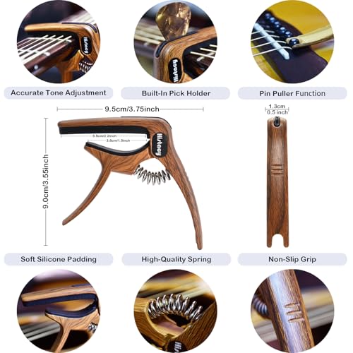 Histacy Guitar Accessories Kit: Clip-On Guitar Tuner, 3-in-1 Capo, 30 Picks & Storage for Acoustic, Electric Guitar, Bass & Ukulele, All-in-One Perfect Guitar Gift Set for Men & Beginners & Pros - Image 3
