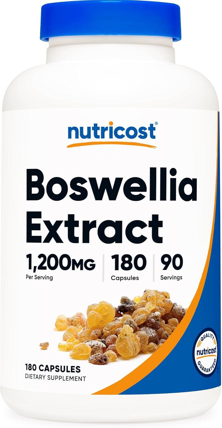 Nutricost Boswellia Extract Capsules 1200 MG 180 CAPS  Gluten Free NonGMO Vegan 90 Servings - Image 1