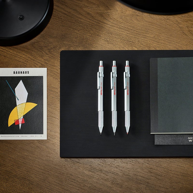 Rotring 600 3-in-1 Multicolor Pen and Mechanical Pencil, Switches Between 2 Ballpoint Pen Fine Point Tips (Black and Red Ink) and 1 Mechanical Pencil Tip (0.5mm Lead), Silver Barrel - Image 3