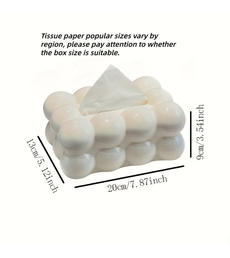 Cloud Shaped Glossy Plastic Tissue Box White Milk White Bubble Decorative Square Storage for Living Room Bedroom Bathroom Coffee Table Space Saving Tissue Holder - Image 3