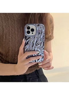 Solid Color Electroplated Pleated Pattern For IPhone15pro Max Mobile Phone Case Apple 16 14/13 Advanced Sense-Color:LJ Pleated Plating Blue-Applicable Model:16plus (without Packaging)
