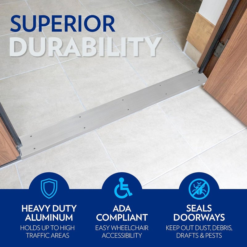 Barzen Premium Aluminum Threshold - Exterior Door Threshold Transition Strip - ADA Wheelchair Compliance, 36 Inch Long 4 inch Wide. - Image 5