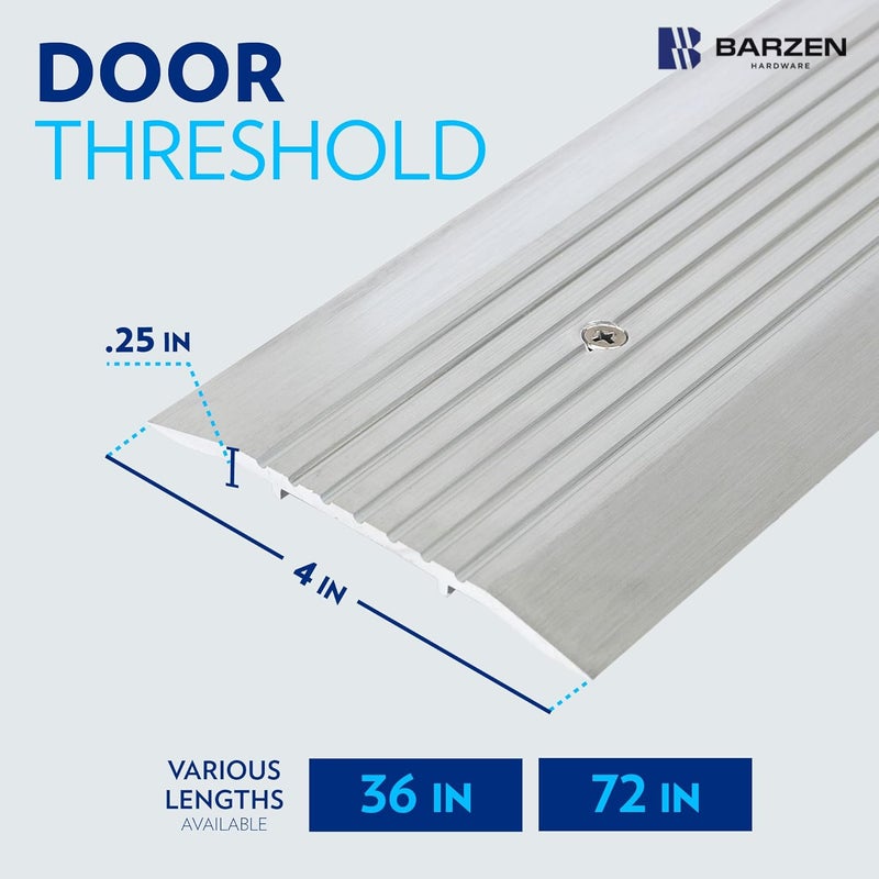 Barzen Premium Aluminum Threshold - Exterior Door Threshold Transition Strip - ADA Wheelchair Compliance, 36 Inch Long 4 inch Wide. - Image 3