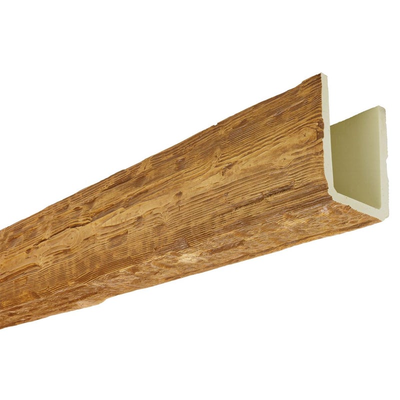 Ekena Millwork Heritage Timber Salvaged Timber Faux Wood Beam, 3-Sided (U-Beam), 3 1/2"W x 3 1/2"H x 72"L, Kona Brown Finish - Image 5