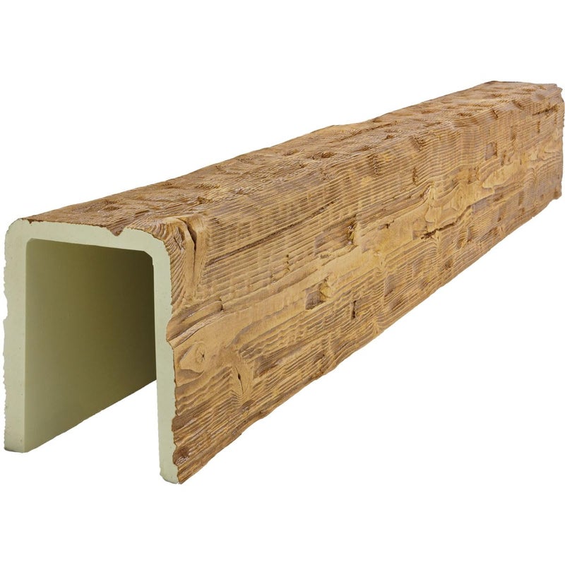 Ekena Millwork Heritage Timber Salvaged Timber Faux Wood Beam, 3-Sided (U-Beam), 3 1/2"W x 3 1/2"H x 72"L, Kona Brown Finish - Image 3