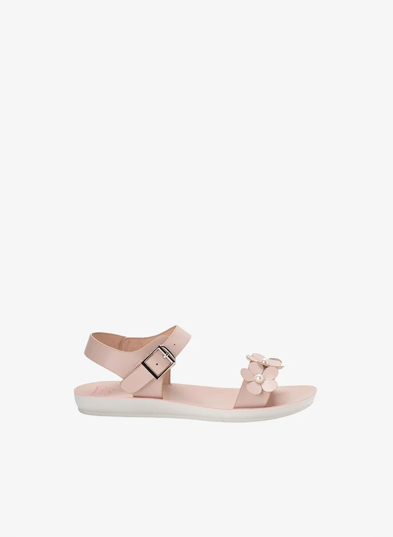 Bata Casual Applique Details Buckle Flat Sandals