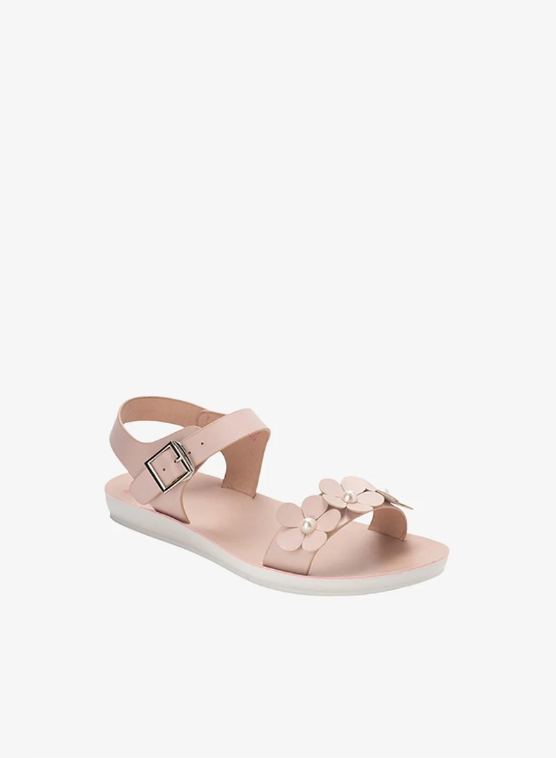 Bata Casual Applique Details Buckle Flat Sandals