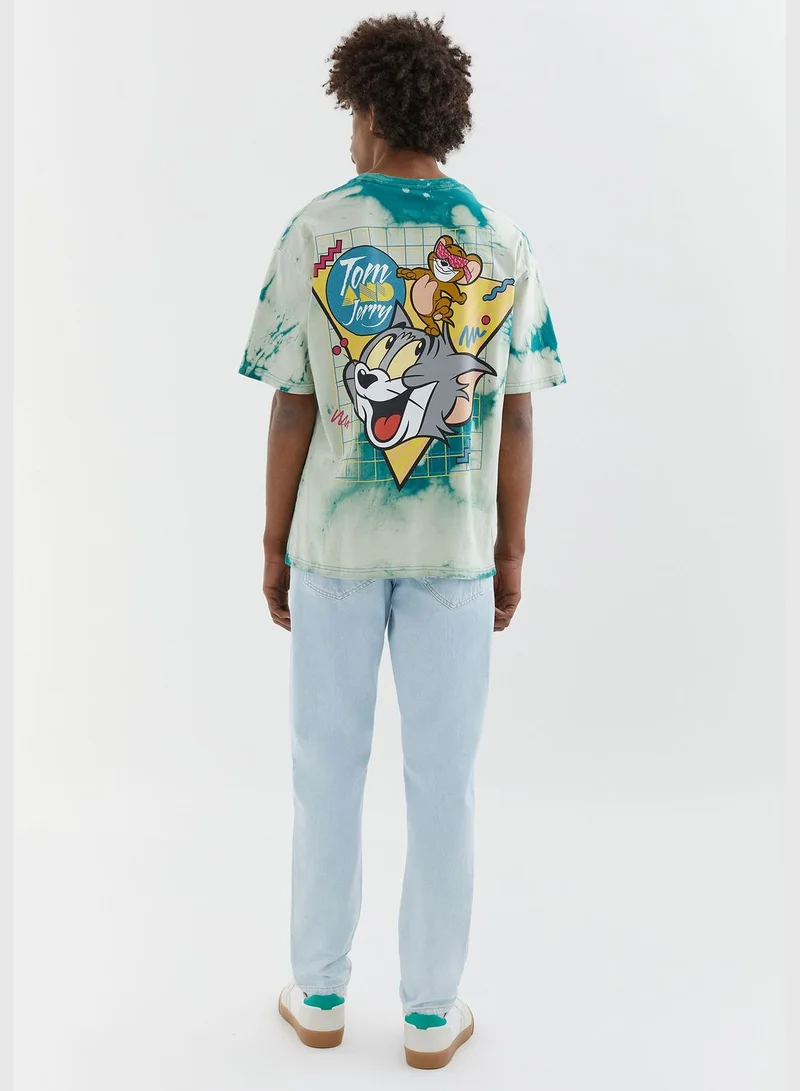 PULL&BEAR Tom & Jerry tie-dye print T-shirt
