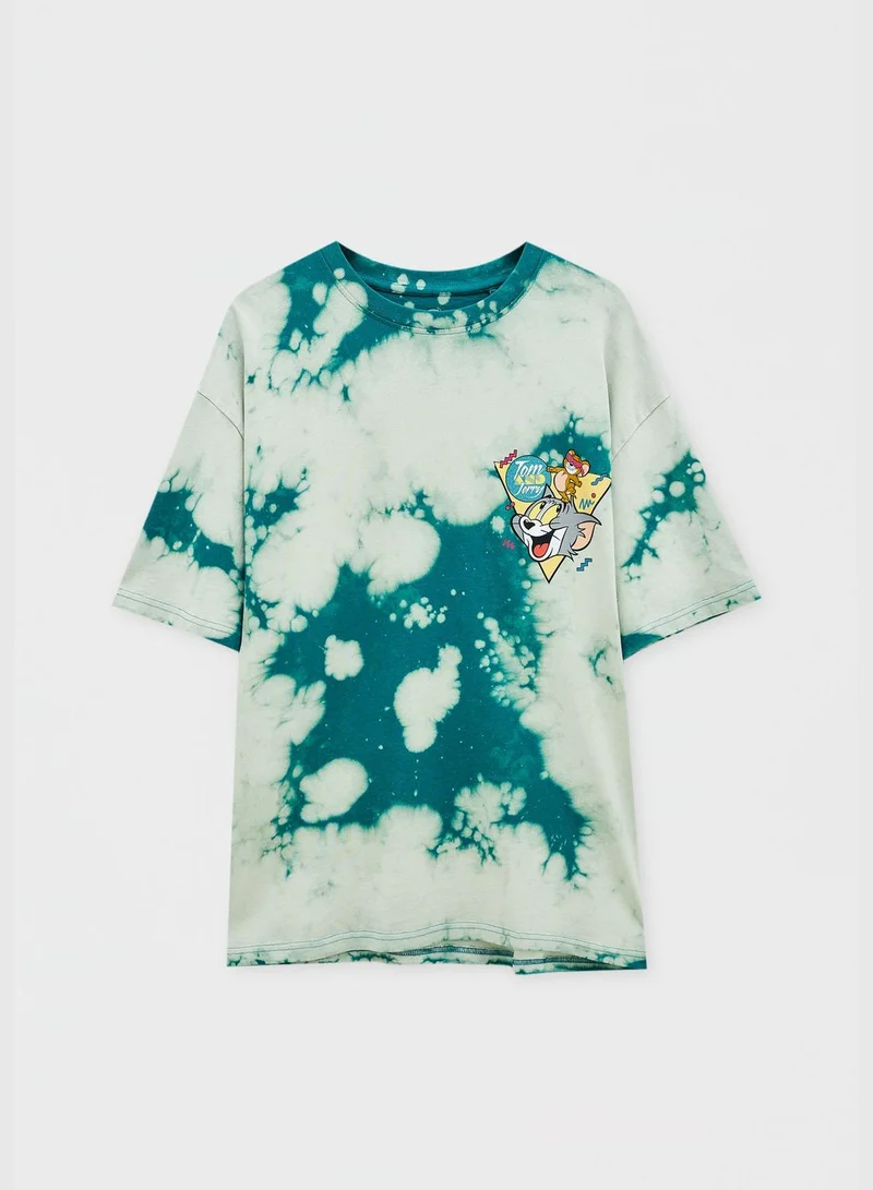 PULL&BEAR Tom & Jerry tie-dye print T-shirt