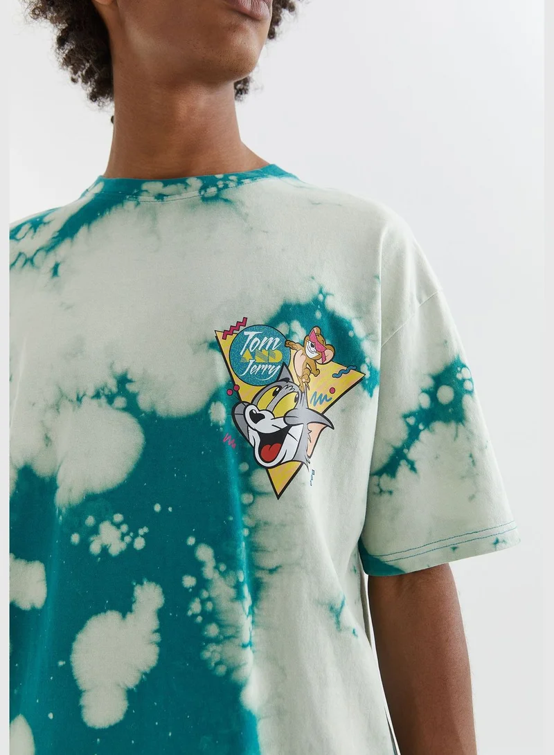 PULL&BEAR Tom & Jerry tie-dye print T-shirt