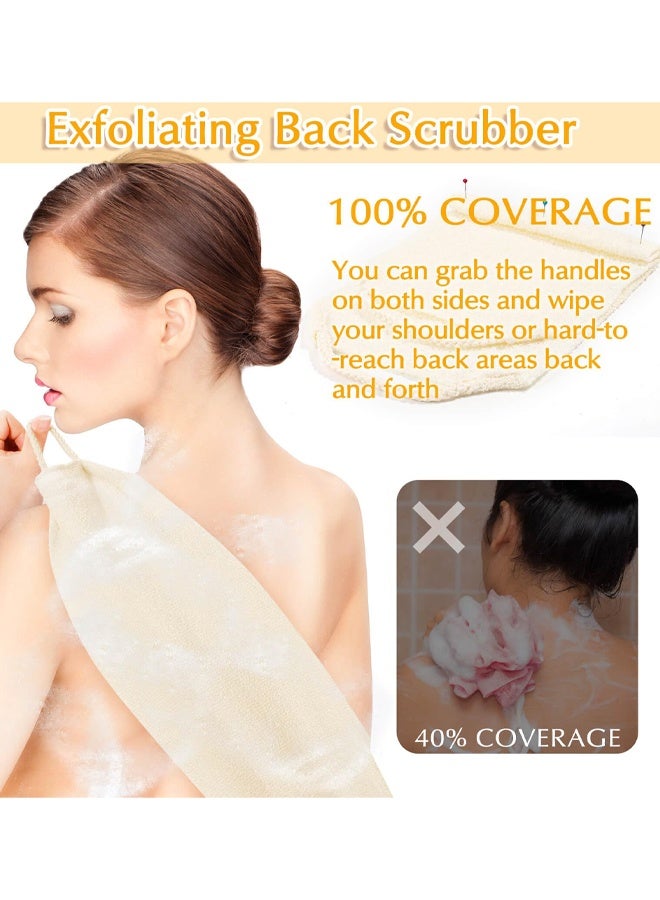Exfoliating Back Scrubber Bath Gloves Set, Exfoliating Shower Towel With Shower Gloves For Body Scrub, Back Cleaner Wash Gloves To Remove Dead Skin - Image 5