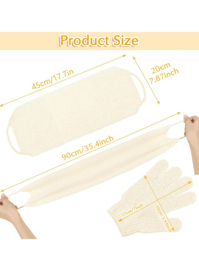 Exfoliating Back Scrubber Bath Gloves Set, Exfoliating Shower Towel With Shower Gloves For Body Scrub, Back Cleaner Wash Gloves To Remove Dead Skin - Image 2