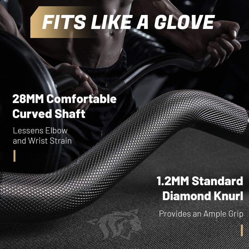 LIONSCOOL EZ Curl Bar (Golden Titanium Coated Sleeves & Black E-coated Shaft, 700LBS, 28MM) - Image 3
