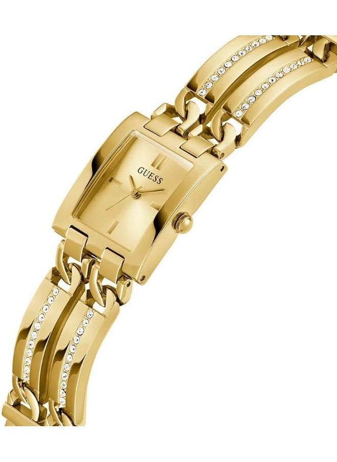 GUESS GUESS Women Champagne Rectangular Dial Analogue Watch- GW0668L2  - Image 2