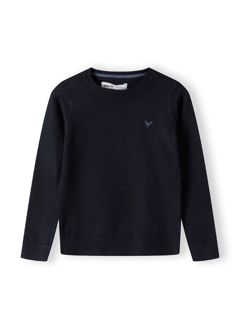 MINOTI Kids Boys Fine Knit Jumper With Chest Embroidery