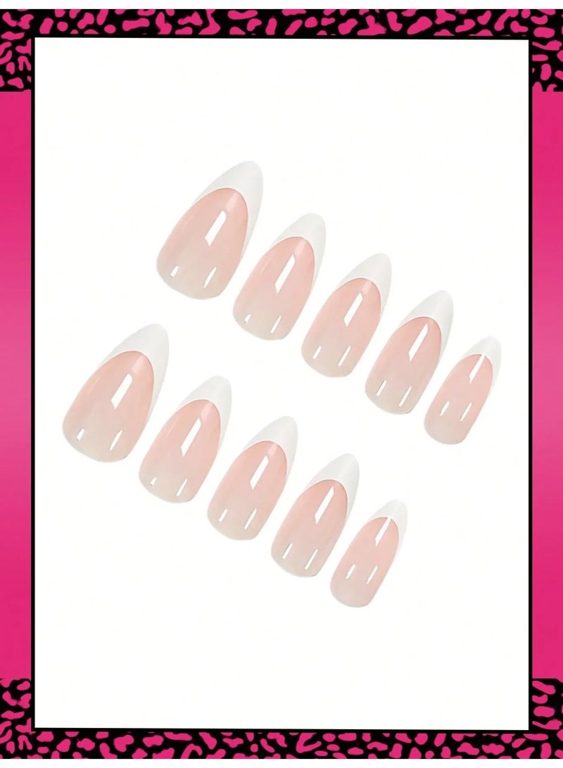 اظافر تركيب فرنسيه مزيفه بشكل لوزي تحتوي العلبه على 24 ظفر مع مبرد اظافر و صمغ - Image 2