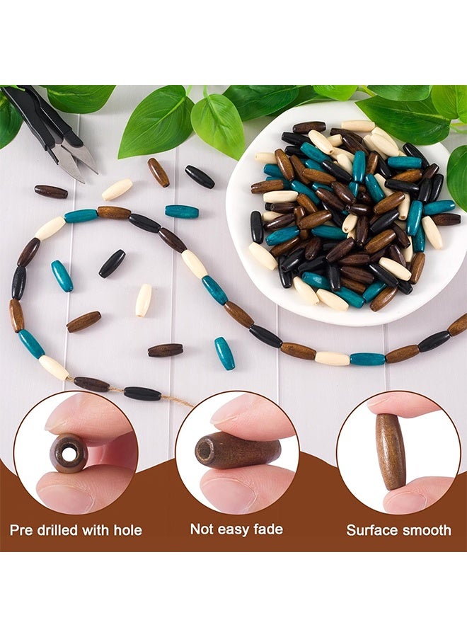 ليمون ١٠٠ قطعة من خرزات الشعر الخشبية للأعمال اليدوية، خرزات شعر من الخشب الطبيعي بفتحات كبيرة، فاصل خشبي ملون للقلادة والأساور، ديكورات يدوية الصنع - ٥ ألوان - Image 3