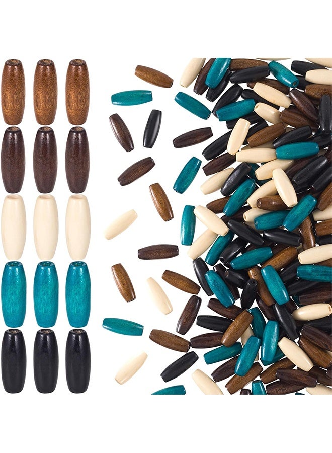 ليمون ١٠٠ قطعة من خرزات الشعر الخشبية للأعمال اليدوية، خرزات شعر من الخشب الطبيعي بفتحات كبيرة، فاصل خشبي ملون للقلادة والأساور، ديكورات يدوية الصنع - ٥ ألوان - Image 1