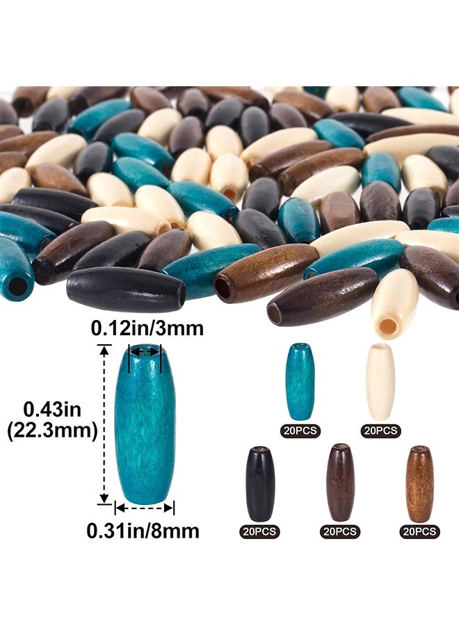 ليمون ١٠٠ قطعة من خرزات الشعر الخشبية للأعمال اليدوية، خرزات شعر من الخشب الطبيعي بفتحات كبيرة، فاصل خشبي ملون للقلادة والأساور، ديكورات يدوية الصنع - ٥ ألوان - Image 2