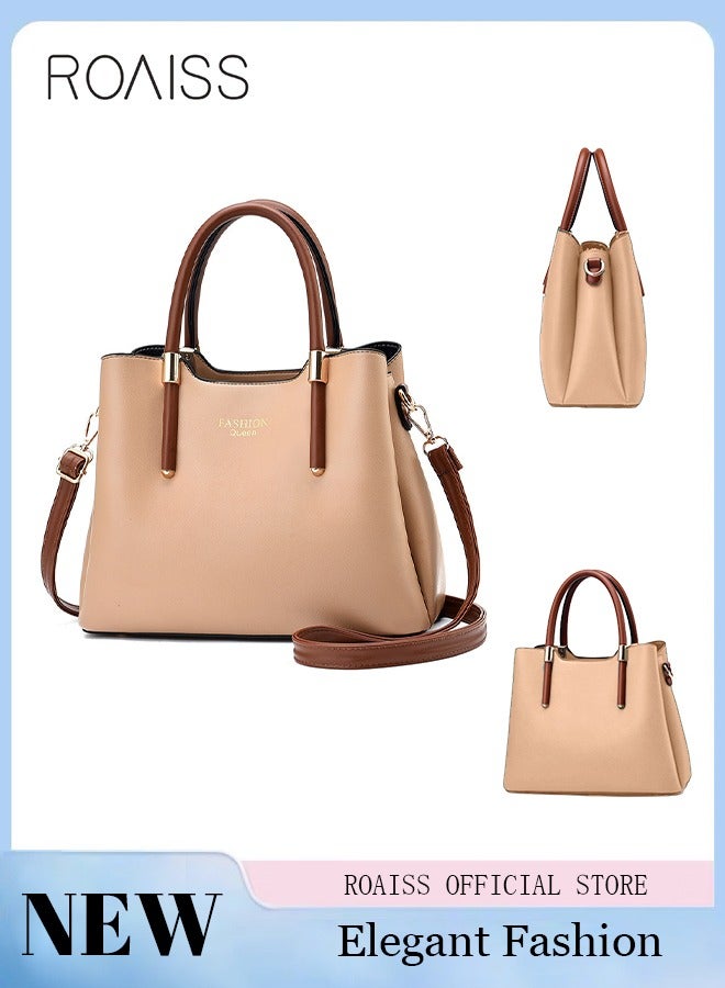 roaiss Retro Elegant Handbag Advanced Leather Unique Chic All-match Large Capacity One Shoulder/Crossbody Messenger Bag for Women/Mother/Girl Friend Gift  - Image 1