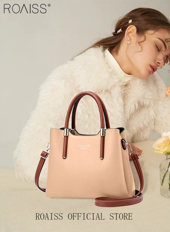 roaiss Retro Elegant Handbag Advanced Leather Unique Chic All-match Large Capacity One Shoulder/Crossbody Messenger Bag for Women/Mother/Girl Friend Gift  - Image 2