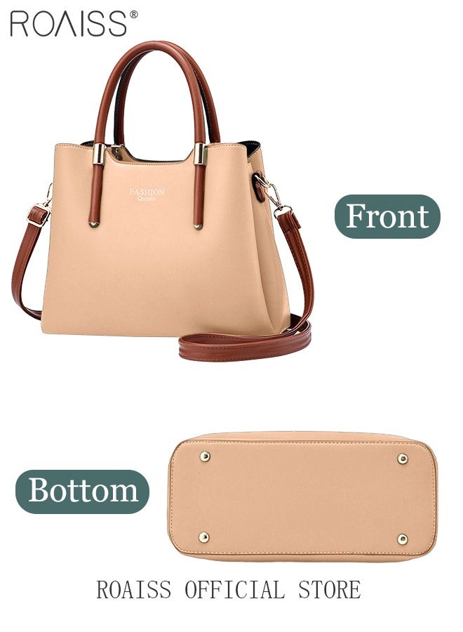 roaiss Retro Elegant Handbag Advanced Leather Unique Chic All-match Large Capacity One Shoulder/Crossbody Messenger Bag for Women/Mother/Girl Friend Gift  - Image 4
