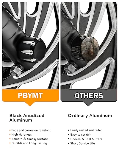 PBYMT Black Front Axle Nut Cover Cap CNC Aluminum Compatible for Harley Davidson Touring Road King Street Glide Electra Glide Softail Sportster Iron 883 Fat Boy 2002-2024 - Image 2