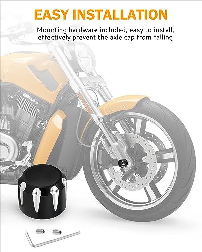 PBYMT Black Front Axle Nut Cover Cap CNC Aluminum Compatible for Harley Davidson Touring Road King Street Glide Electra Glide Softail Sportster Iron 883 Fat Boy 2002-2024 - Image 4