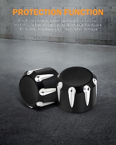 PBYMT Black Front Axle Nut Cover Cap CNC Aluminum Compatible for Harley Davidson Touring Road King Street Glide Electra Glide Softail Sportster Iron 883 Fat Boy 2002-2024 - Image 3