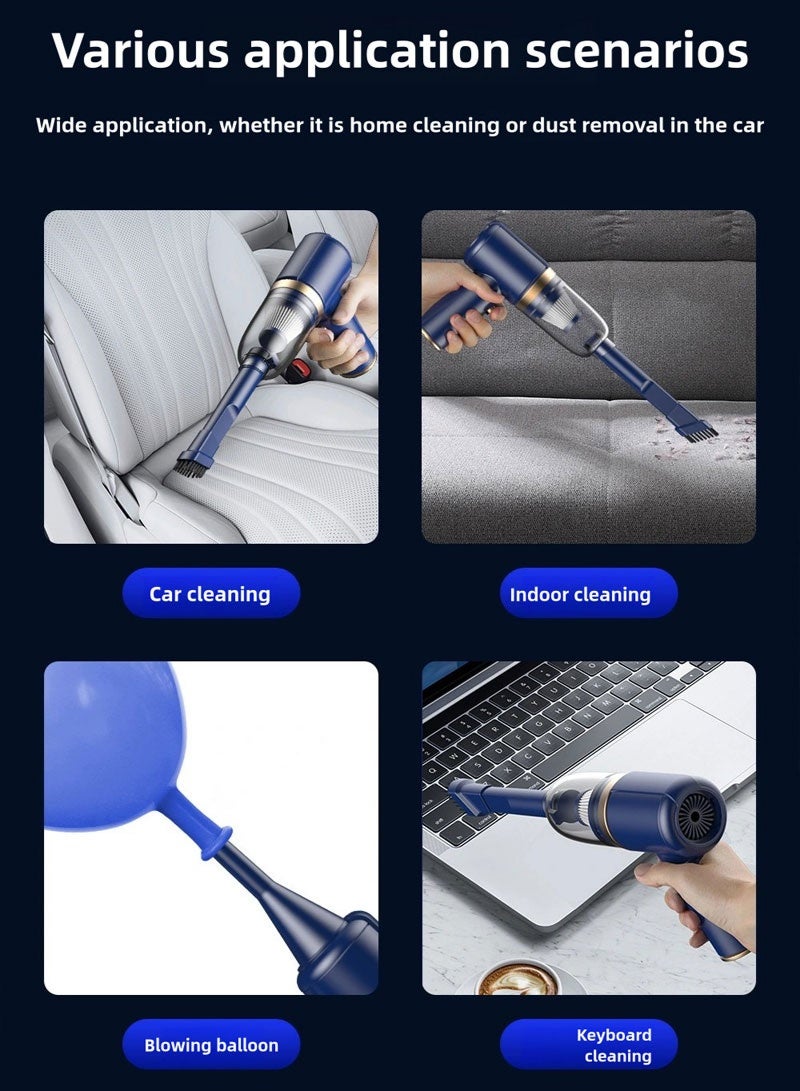 مكنسة يدوية لاسلكية عالية الطاقة 120 واط 6000 باسكال مكنسة تنظيف الغبار اللاسلكية 2 في 1 منظف الهواء / مكنسة صغيرة قابلة للطي منظف الهواء المضغوط مكنسة يدوية لاسلكية قابلة لإعادة الشحن منظف لوحة المفاتيح النفاخ الهوائي مكنسة سيارة لاسلكية للكمبيوتر/السيارة/المنزل - Image 4