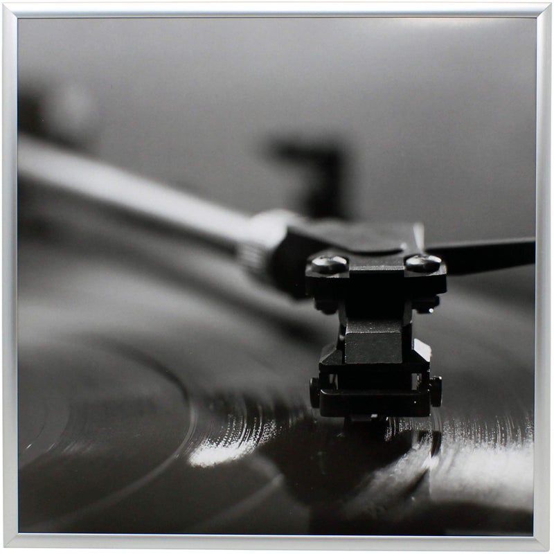 Silver Music Album Frame  Made to Display Vinyl LP Covers 125 x 125  Brushed Aluminum Finish  Hanging Hardware Installed with No Assembly Required  Easy to Hang  for Any Record Cover 33 RPM
