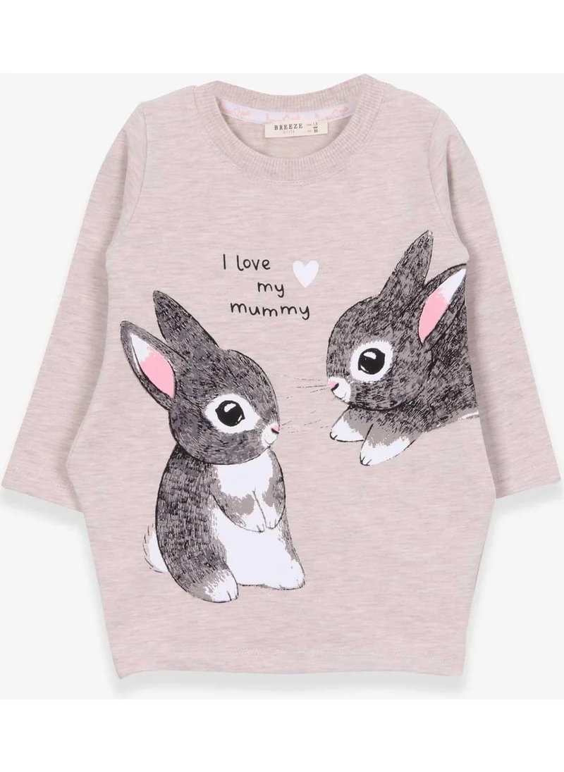 Breeze Girl's Tunic Rabbit Patterned 1.5-5 Years, Beige Melange