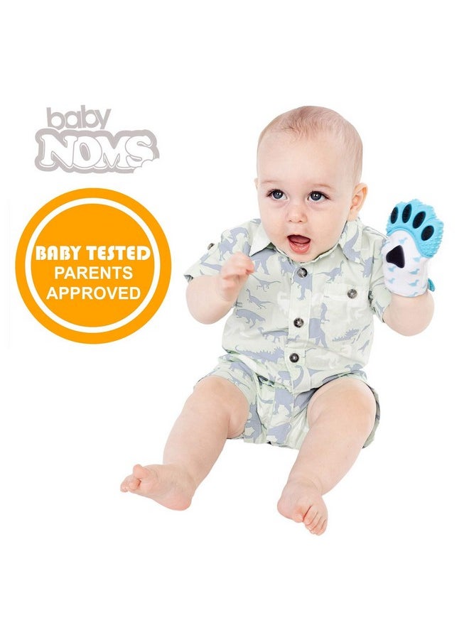 BabyNoms ® Teething Mitten ; The Original Teething Paw ; Safe Silicone Teething Toy Or Teething Ring Provides Selfsoothing Teething Relief ; Dino Blue Teether  - Image 5