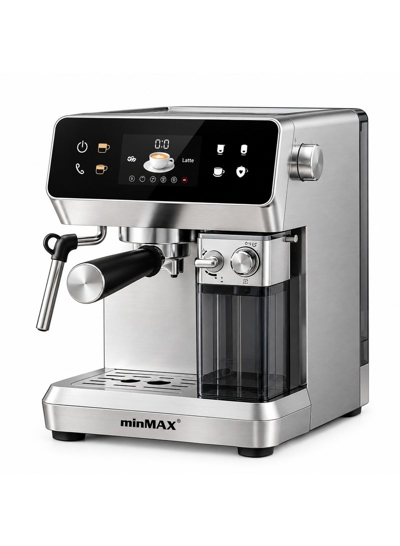 Min Max minMAX Digital Espresso Coffee Machine, 1.8L, 20 Bar, 1350W, Silver - Image 2