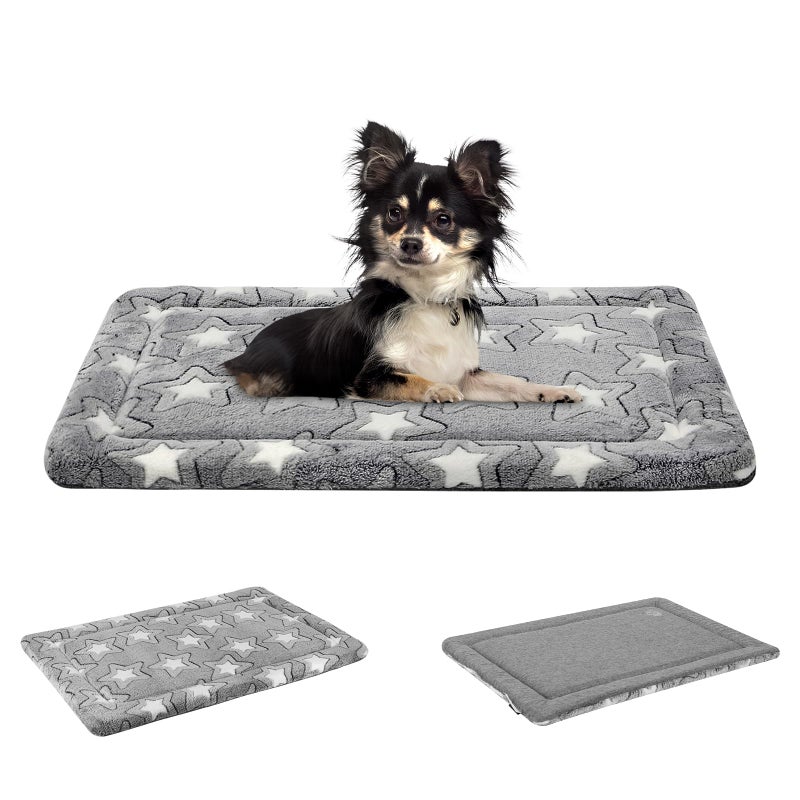 EMPSIGN Dog Crate Pad - Reversible Kennel Mat (Cool & Warm), Machine Washable, Cozy Star Pattern Sleeping Pad for Small Medium Large Dogs, All-Season Pet Bed, Suitable for 24"x18" Dog Crate, Grey - Image 1