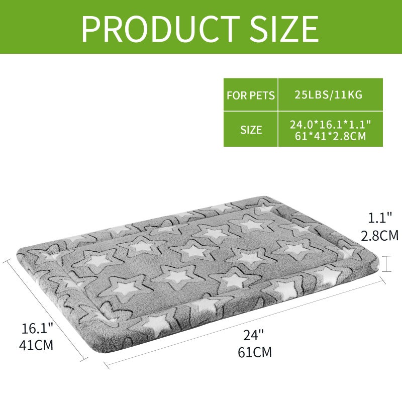 EMPSIGN Dog Crate Pad - Reversible Kennel Mat (Cool & Warm), Machine Washable, Cozy Star Pattern Sleeping Pad for Small Medium Large Dogs, All-Season Pet Bed, Suitable for 24"x18" Dog Crate, Grey - Image 2