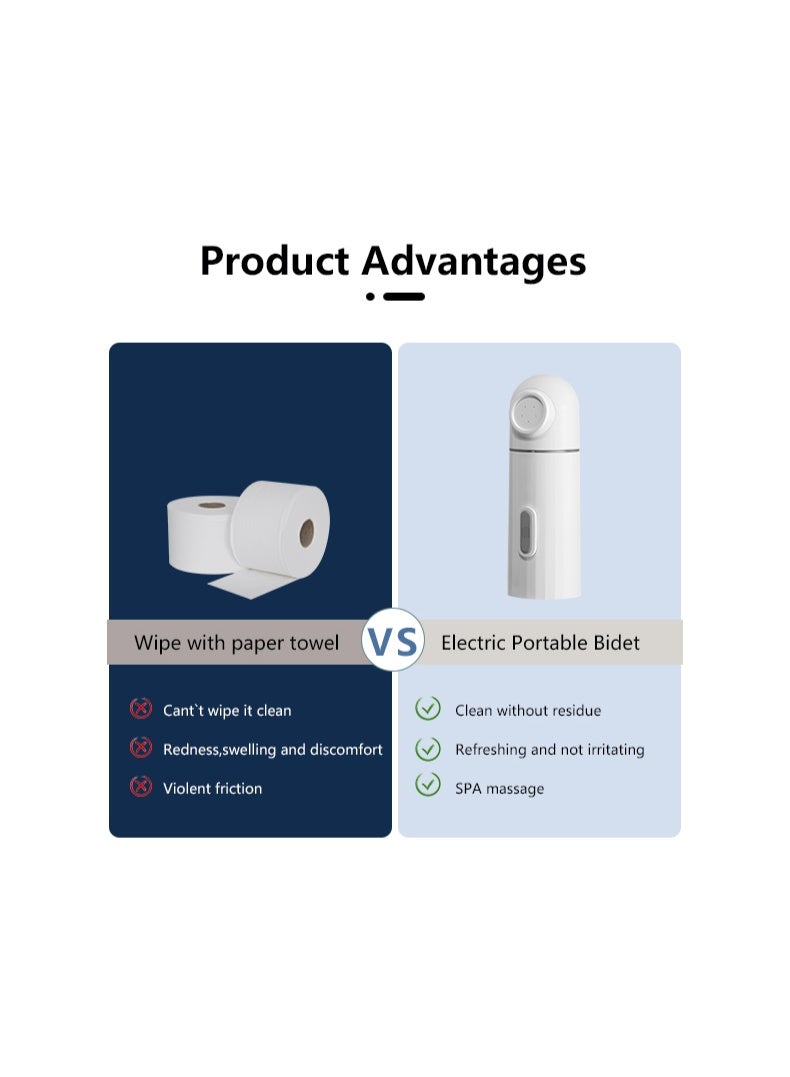 Portable Bidet With 350ml Reservoir, High Pressure USB-Type C Mini Electric Rechargeable Handheld Travel/camping/hiking Bidet, Water Sprayer for Women and Men, Personal Hygiene Cleaning - Image 4