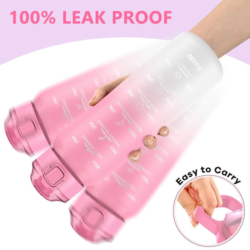 SLUXKE 32oz Insulated water bottle with 2 Lids (Straw and Chug Lid), 18/10 Stainless Steel Water Bottle BPA Free, Double Wall Vacuum Wide Mouth Insulated Water Bottle for Men, Women & Kids PINK WHITE - Image 5