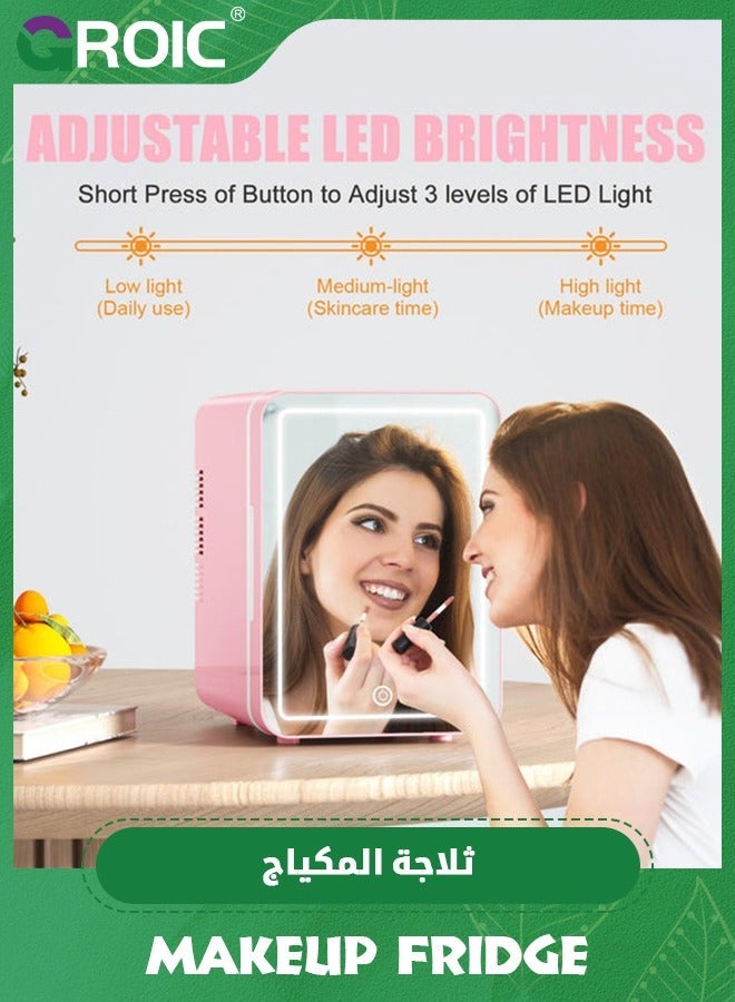 GROIC 6L Mini Fridge, Skincare Fridge With Dimmable LED Light Mirror, Portable Cooler for Car, Office, Bedroom, and Warmer Small Refrigerators Makeup, Food, Drinks, Travel - Image 5