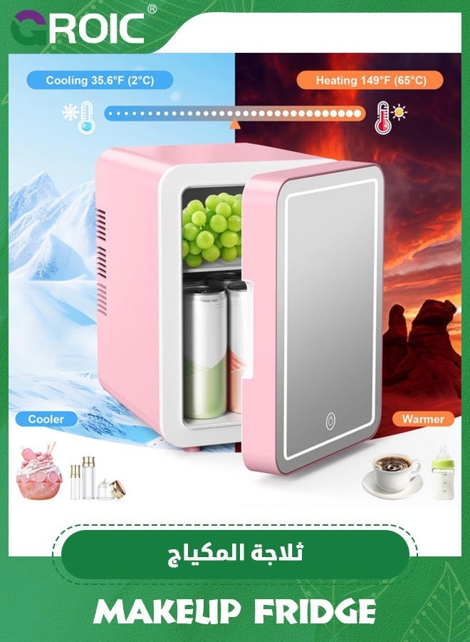 GROIC 6L Mini Fridge, Skincare Fridge With Dimmable LED Light Mirror, Portable Cooler for Car, Office, Bedroom, and Warmer Small Refrigerators Makeup, Food, Drinks, Travel - Image 4