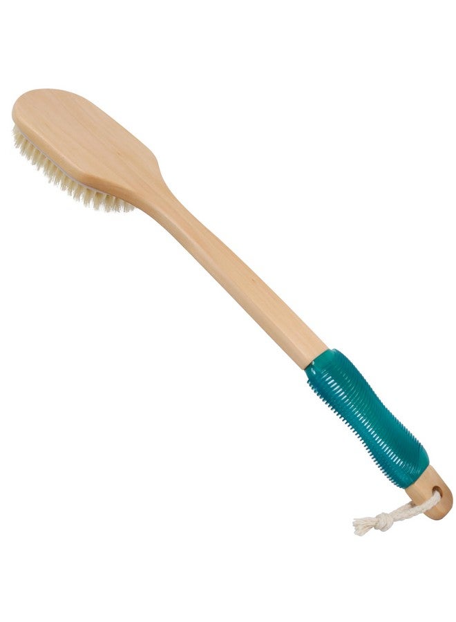 OWIIZI Back Scrubber For Shower,Stiff Boar Bristles Wooden Curved Long Handle Antiskid Body Bath Brush For Back Use Wet Or Dry,Deep Cleanse Large Surface Back Scrub Brush - Image 1