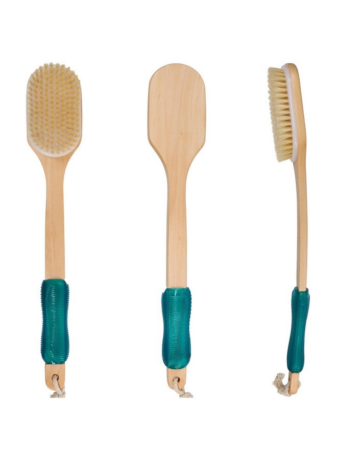 OWIIZI Back Scrubber For Shower,Stiff Boar Bristles Wooden Curved Long Handle Antiskid Body Bath Brush For Back Use Wet Or Dry,Deep Cleanse Large Surface Back Scrub Brush - Image 3