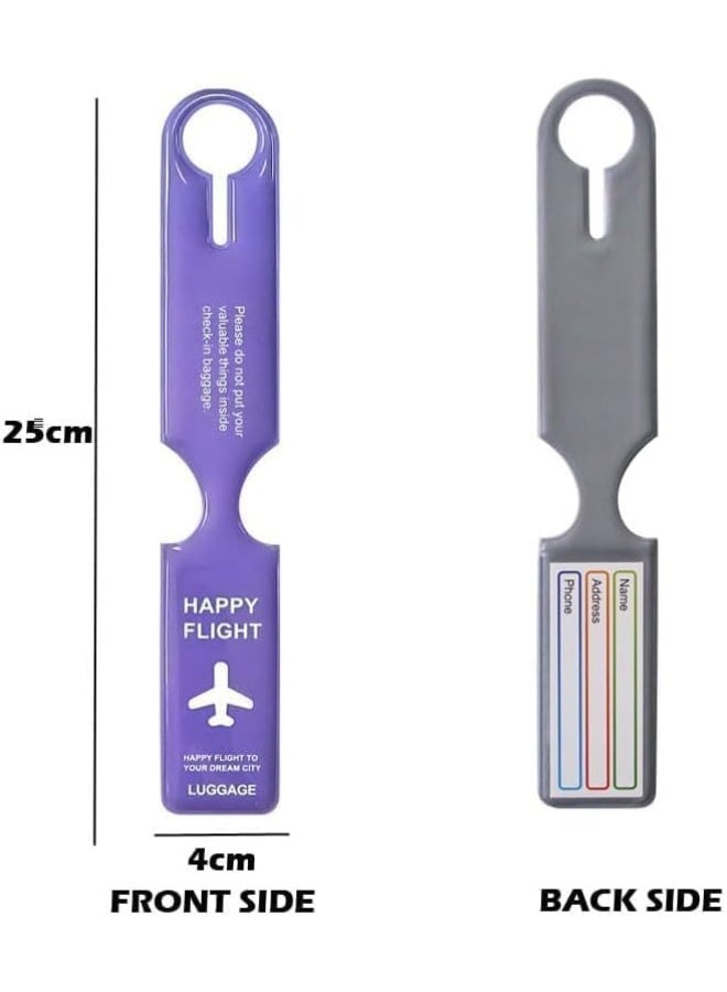 ناكودو 6 قطع من بطاقات الأمتعة مع غطاء خصوصية خلفي كامل | الاسم بطاقة الهوية | علامات حقيبة الأمتعة | علامات حقيبة | اكسسوارات السفر الجلدية | هدايا للنساء/الرجال - Image 2