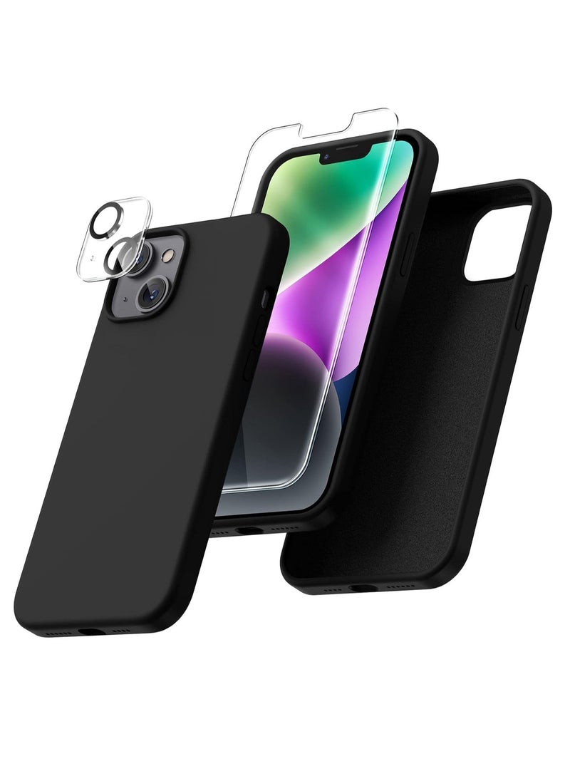 Raxoom iPhone 14 Plus Case, [5 in 1 with 2 Pack Screen Protector + 2 Pack Camera Lens Protector, Liquid Silicone [Full Body] Protection Shockproof [Drop Protection] 6.7 Inch (Black) - Image 1