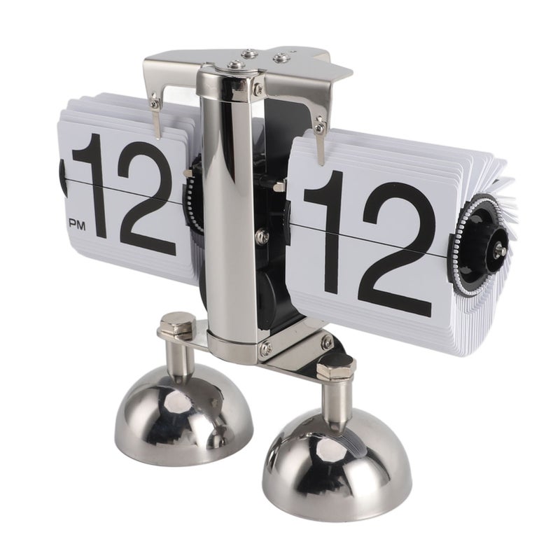Retro Digital Flip Down Clock Flip Desk Clock Mechanical Battery Powered Home Office Decor 2 Legs 12 Hour White - Image 2