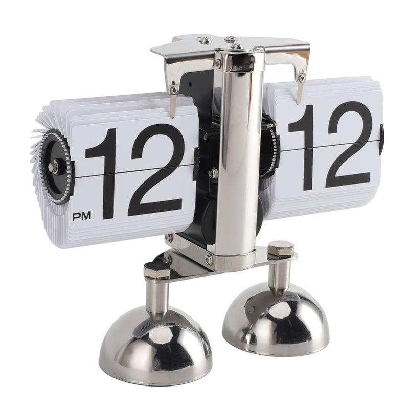 Retro Digital Flip Down Clock Flip Desk Clock Mechanical Battery Powered Home Office Decor 2 Legs 12 Hour White - Image 4